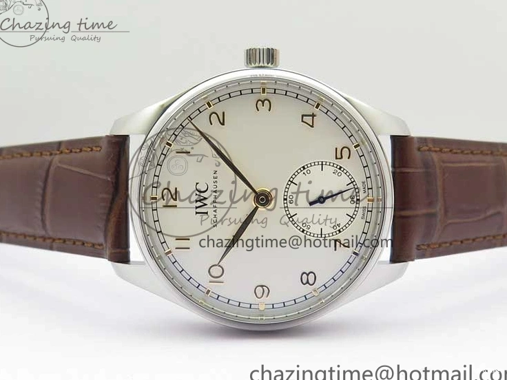 MIROTIME 0408 Original Portuguese IW358304 ZF 1:1 Best Edition SS White Dial RG Markers on Leather Strap A 7077